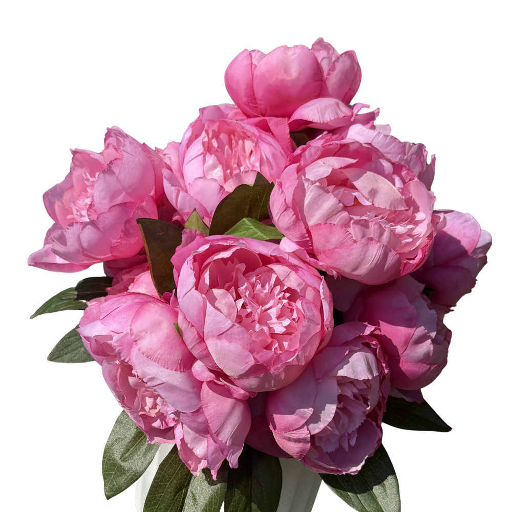 Faux Pink Peonies in Ceramic Cylinder Vessel