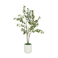 84" Faux Eucalyptus Tree in Glossy White Ceramic