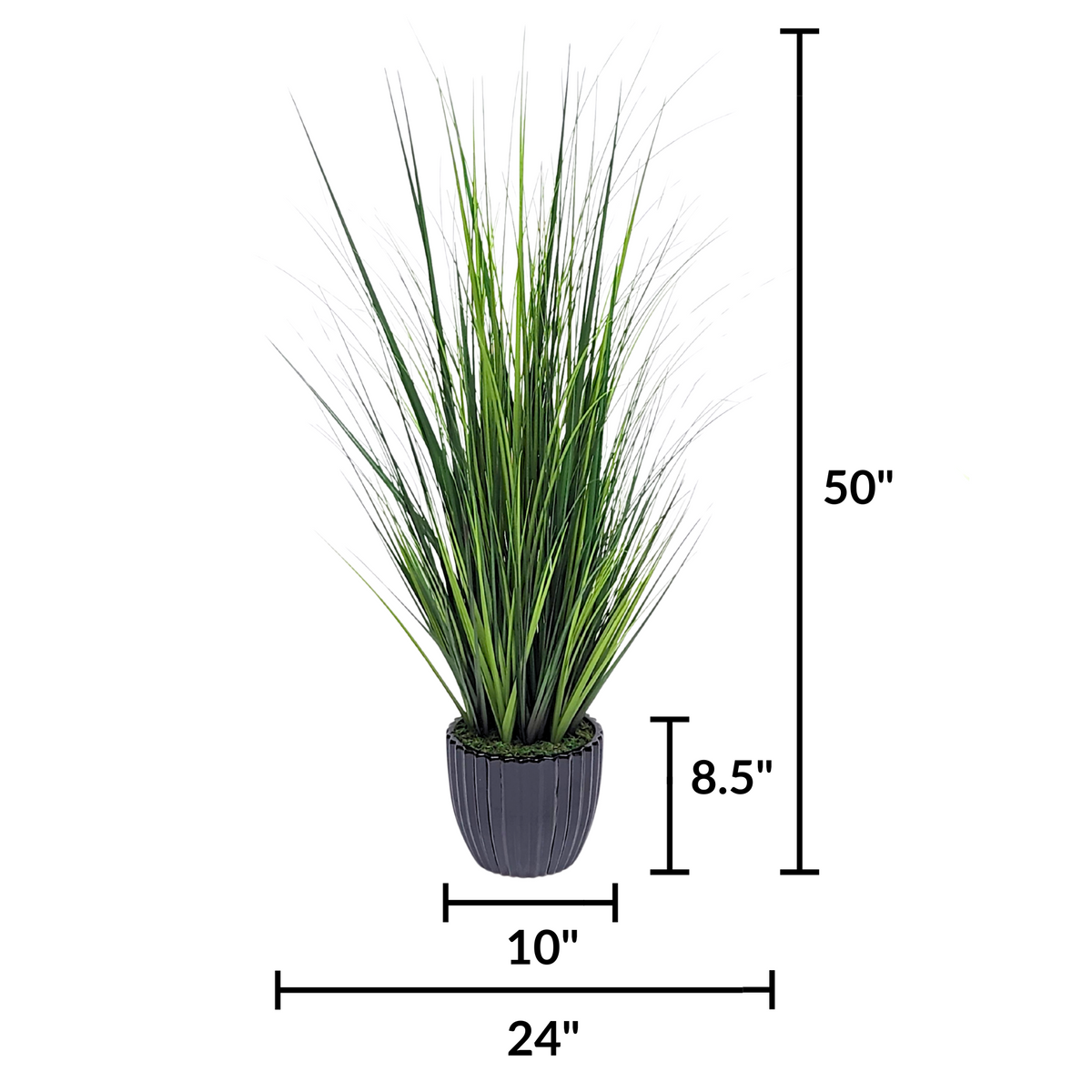 Faux grass in black glossy tapered ceramic by house of silk flowers measurements