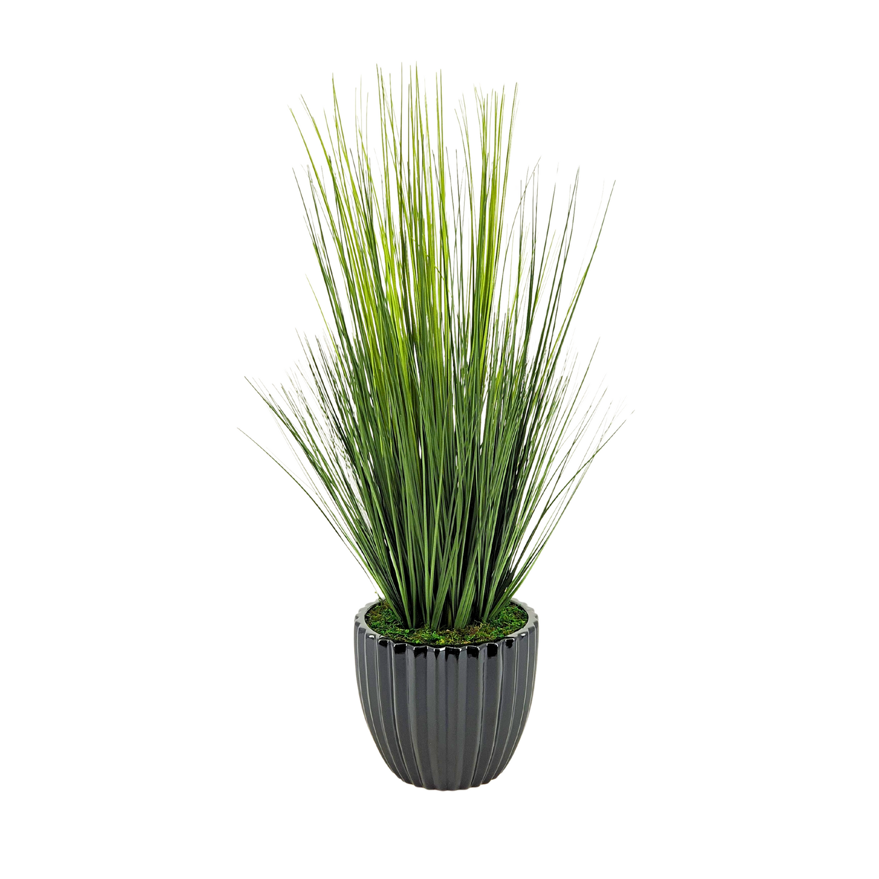 Faux grass in black glossy tapered ceramic by house of silk flowers  