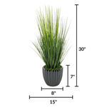 Faux grass in black glossy tapered ceramic by house of silk flowers measurements