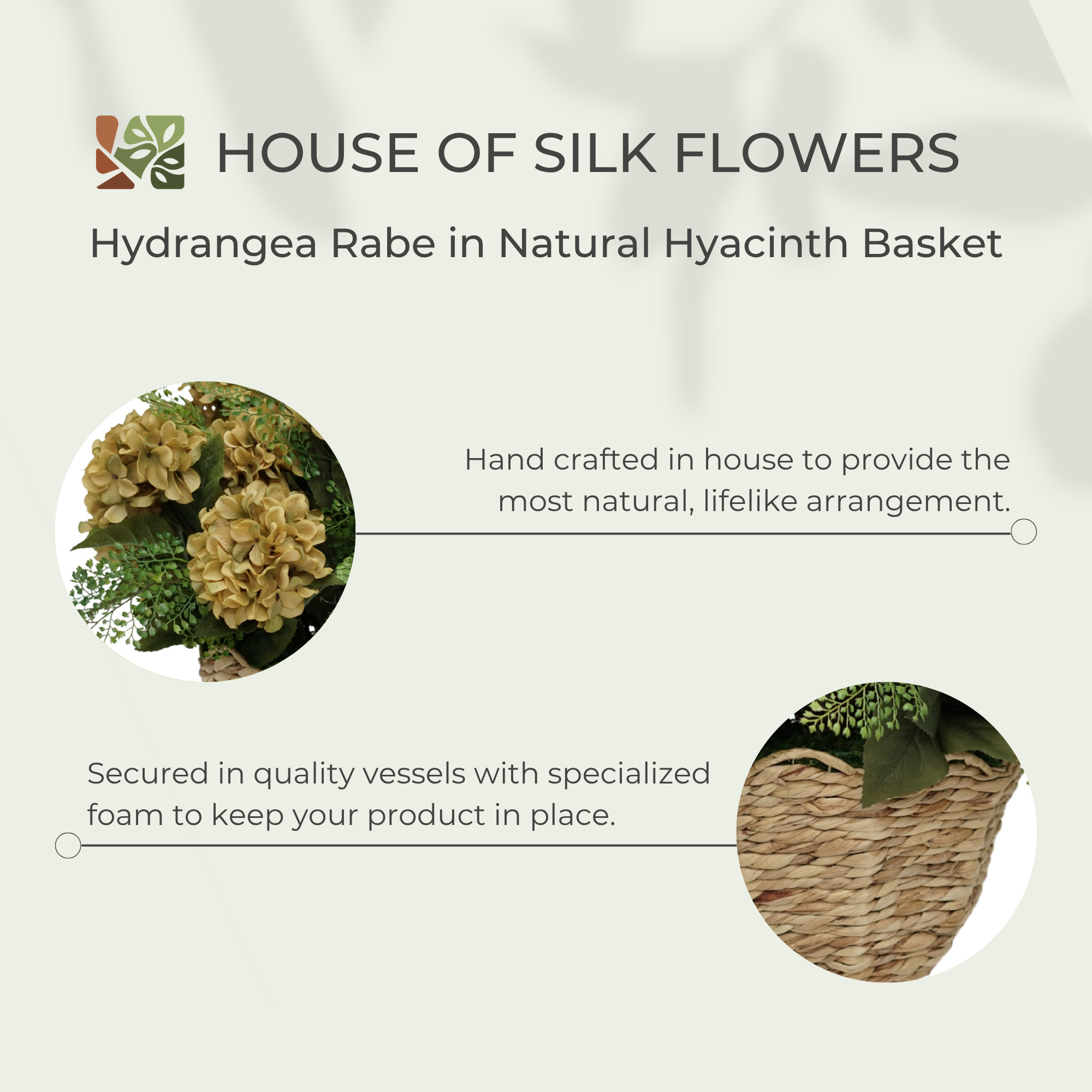 30" Hydrangea Rabe in Natural Hyacinth Basket