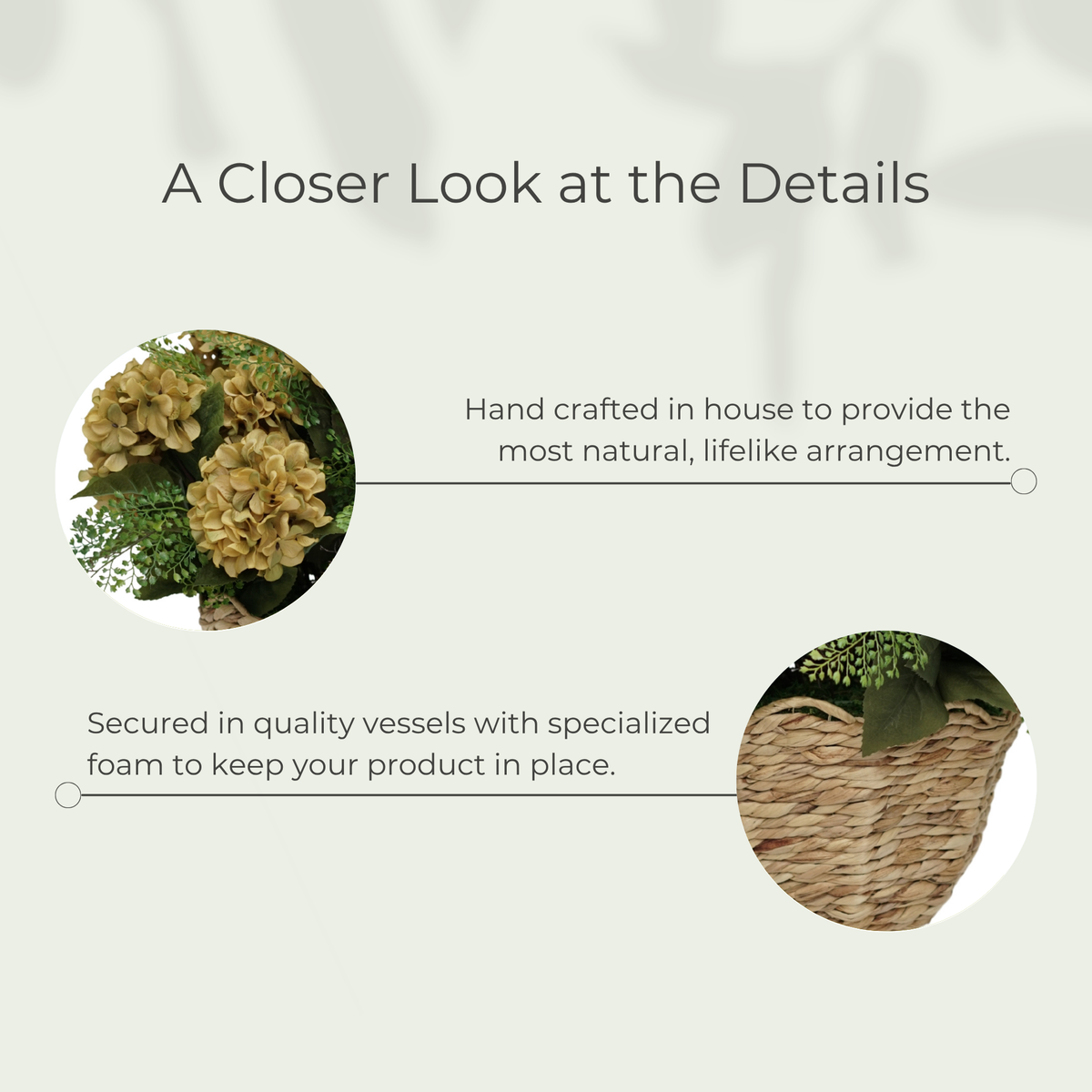 30" Hydrangea Rabe in Natural Hyacinth Basket