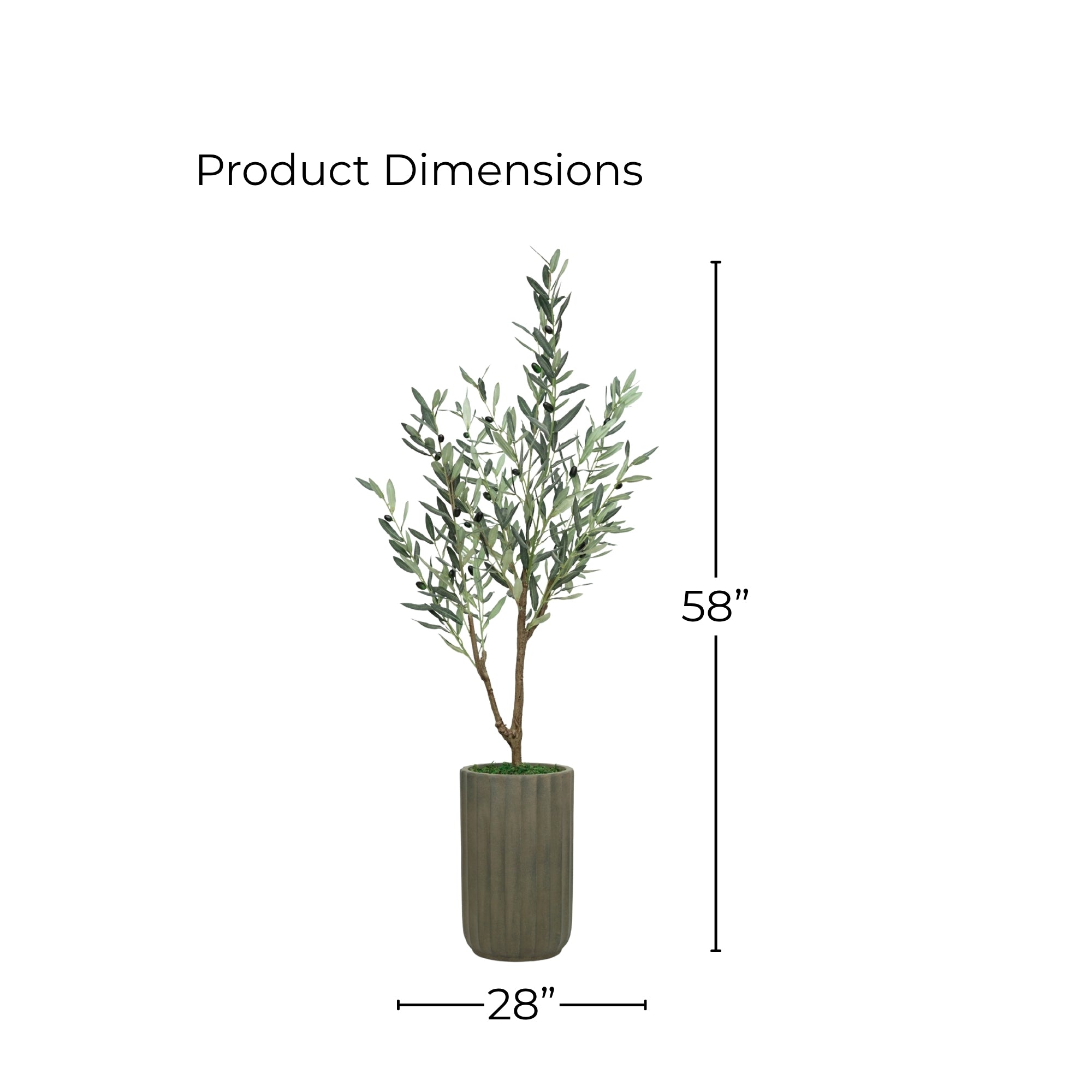 58" Olive Tree in Cement Gray Ceramic