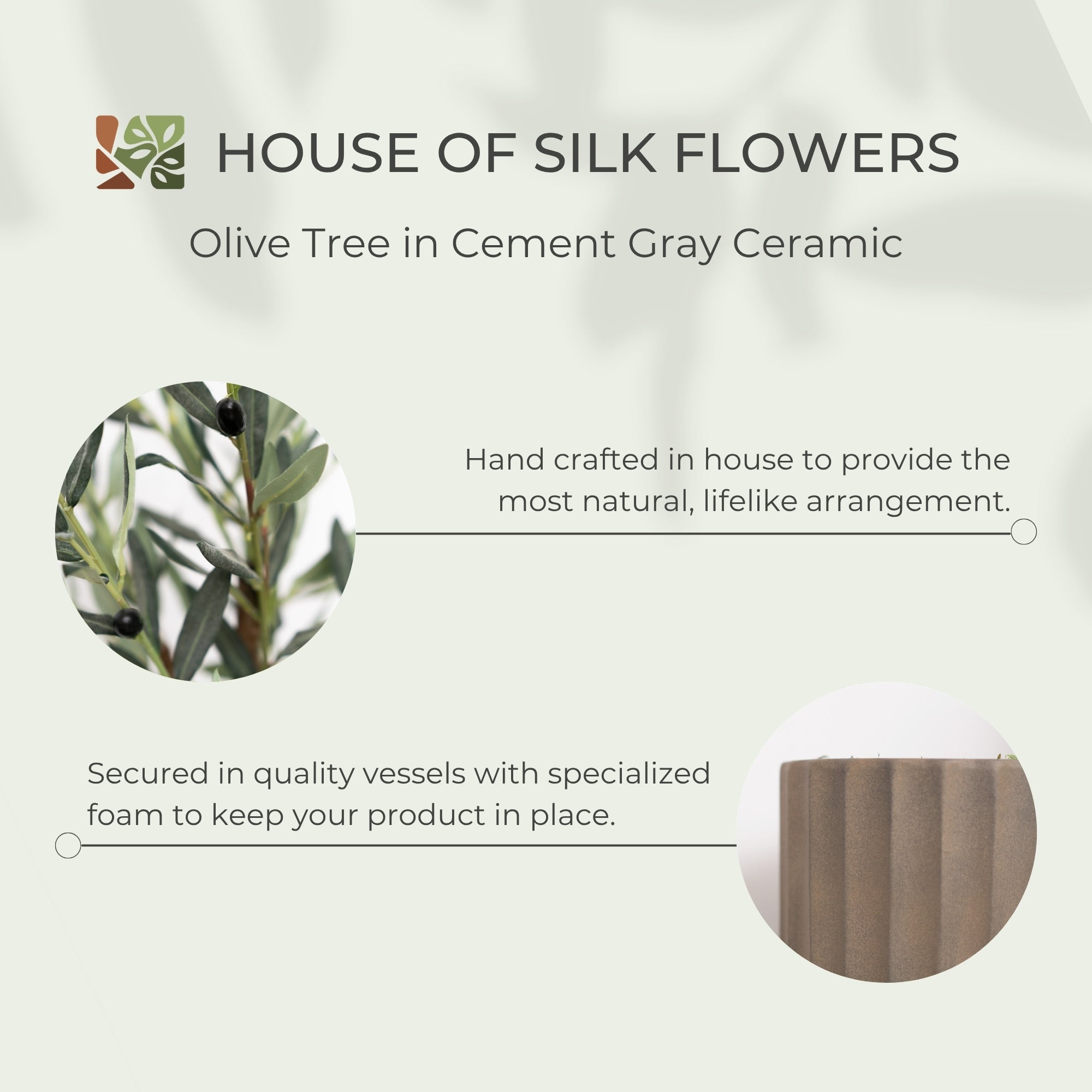 58" Olive Tree in Cement Gray Ceramic