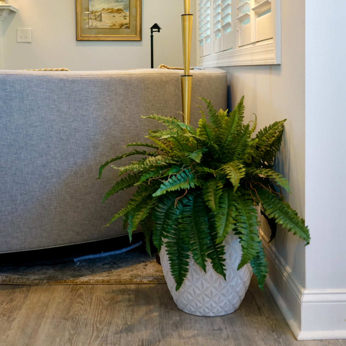 29" Faux Fern in Stone Wash Tapered Ceramic Pot