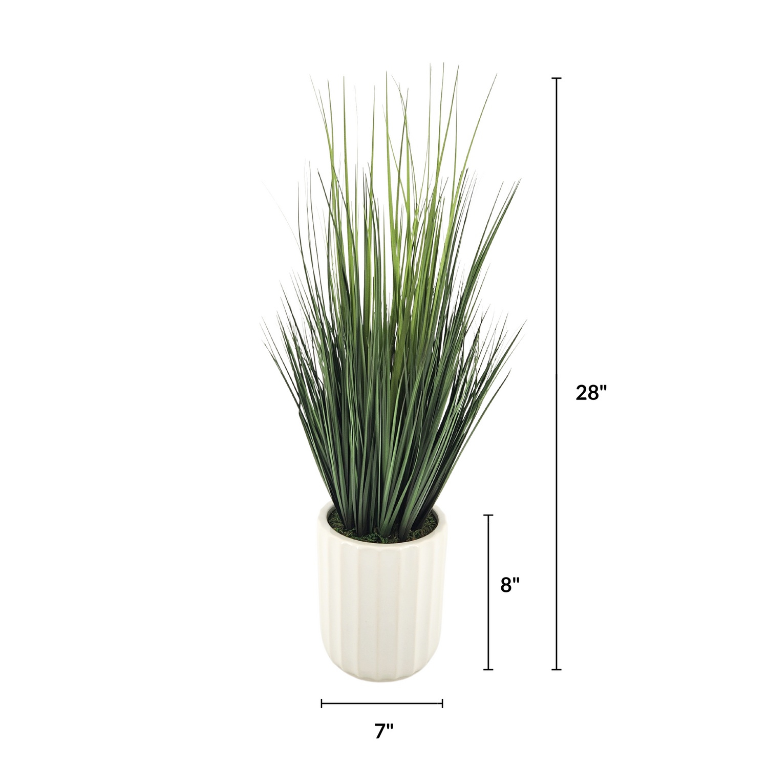 Artificial 28" Grass in White Cylinder Ceramic Measurements