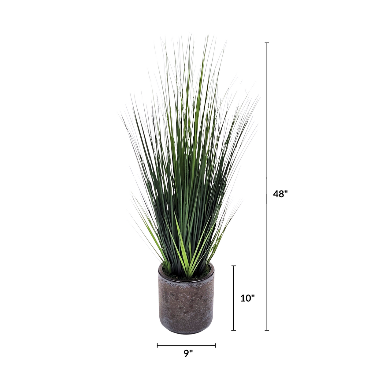 Artificial 48" Grass in Black Round Ceramic Measurements