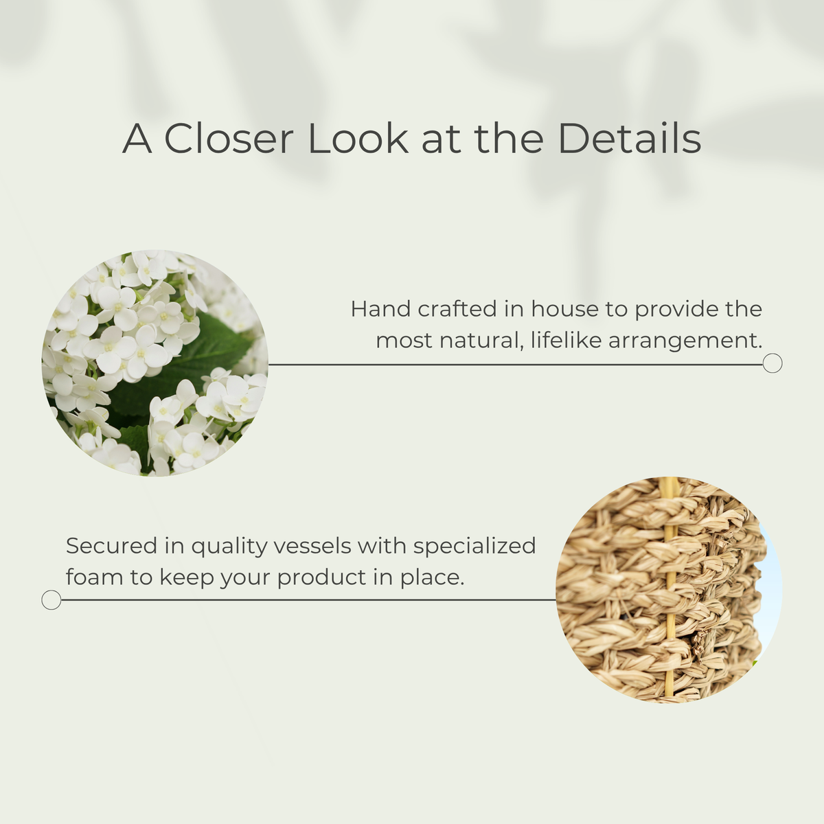 24" White Hydrangea in Natural Seagrass Basket