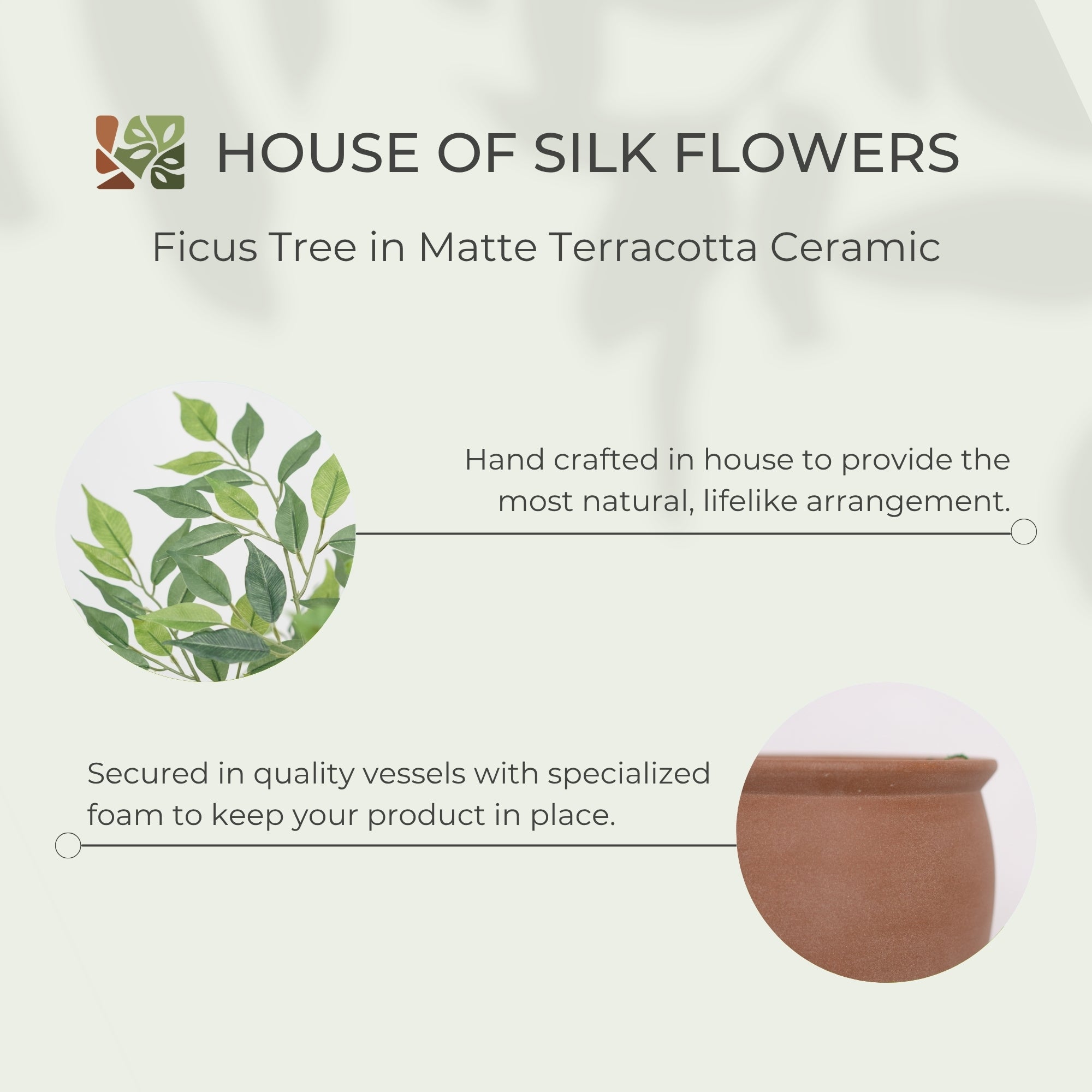 72" Ficus Tree in Matte Terracotta Ceramic