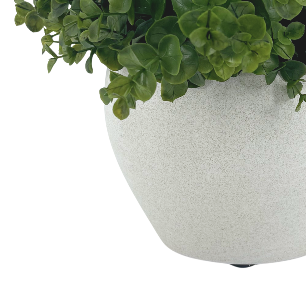 Close-up image of Stone White Ceramic Cache Pot to show vessel color and texture, by House of Silk Flowers