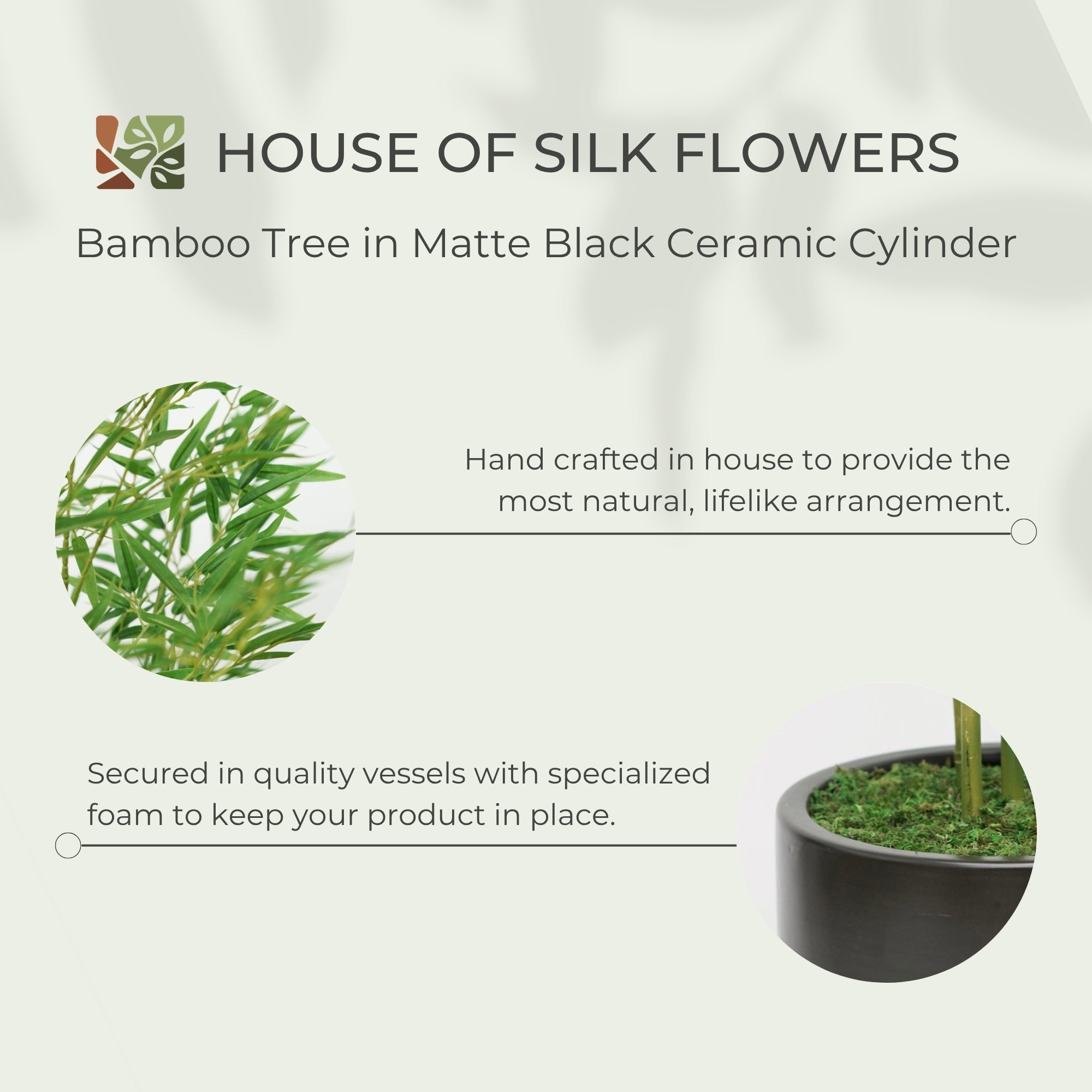 80" Bamboo Tree in Matte Black Ceramic Cylinder