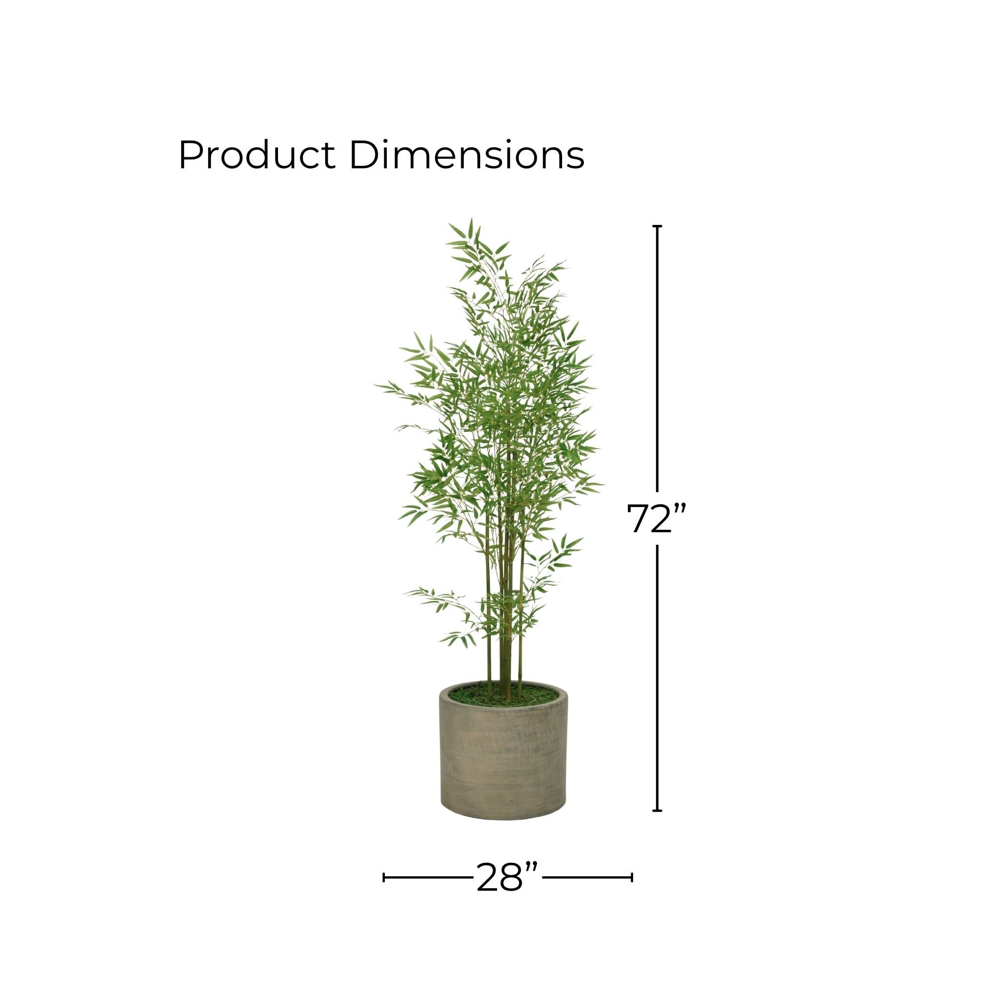 72" Bamboo Tree in Cement Gray Ceramic