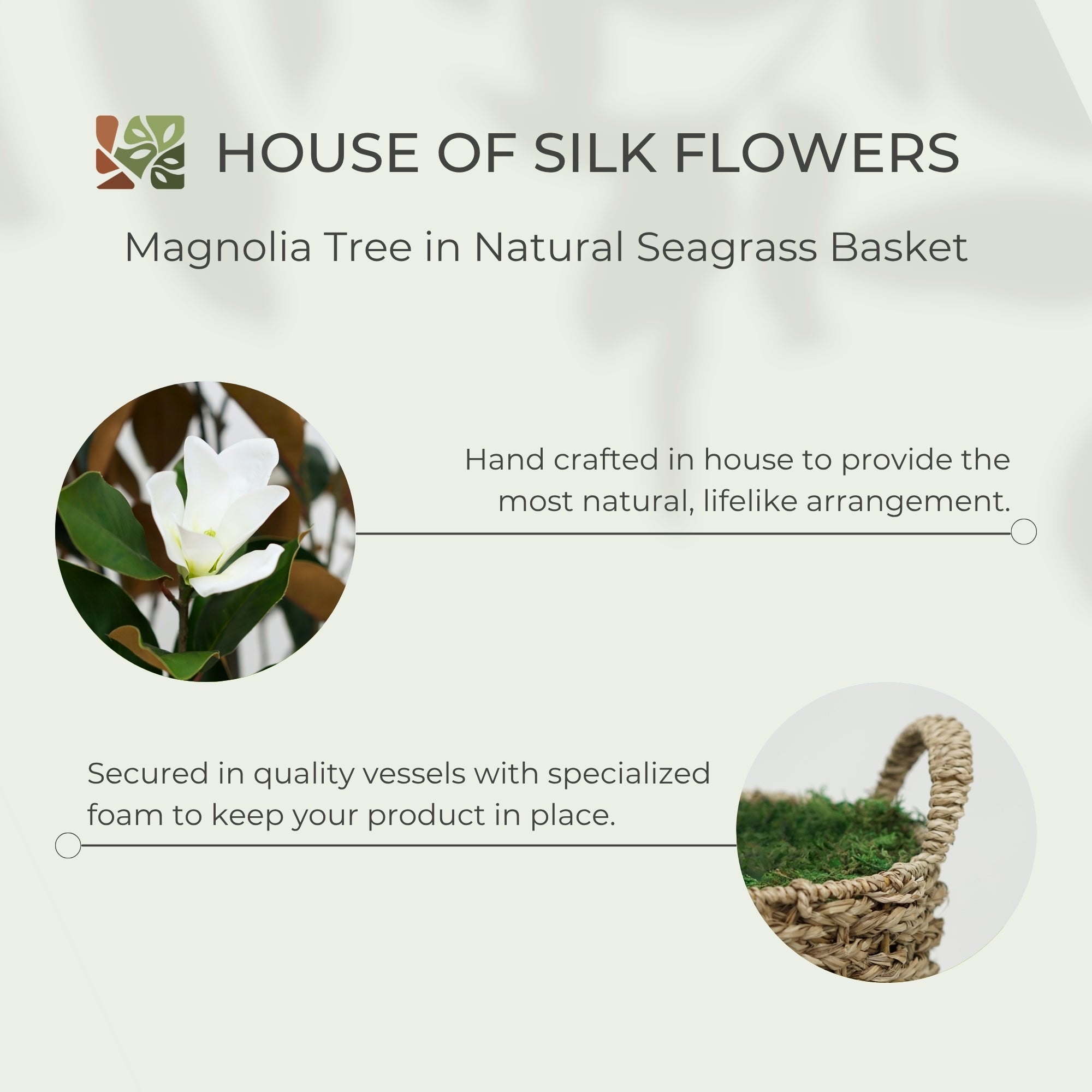 75" Magnolia Tree in Natural Seagrass Basket