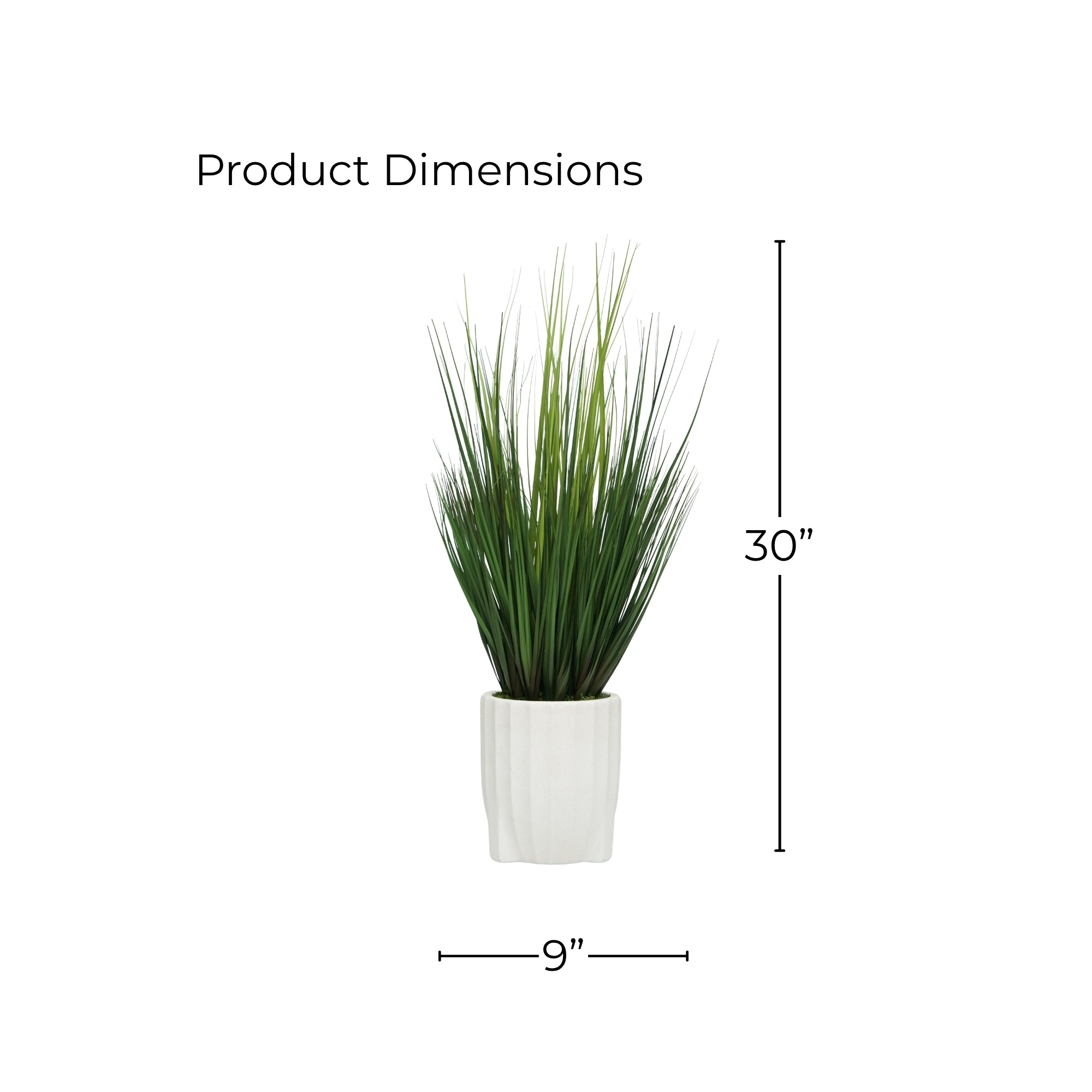 30" Grass in Stone Wash White Ribbed Tripod Ceramic