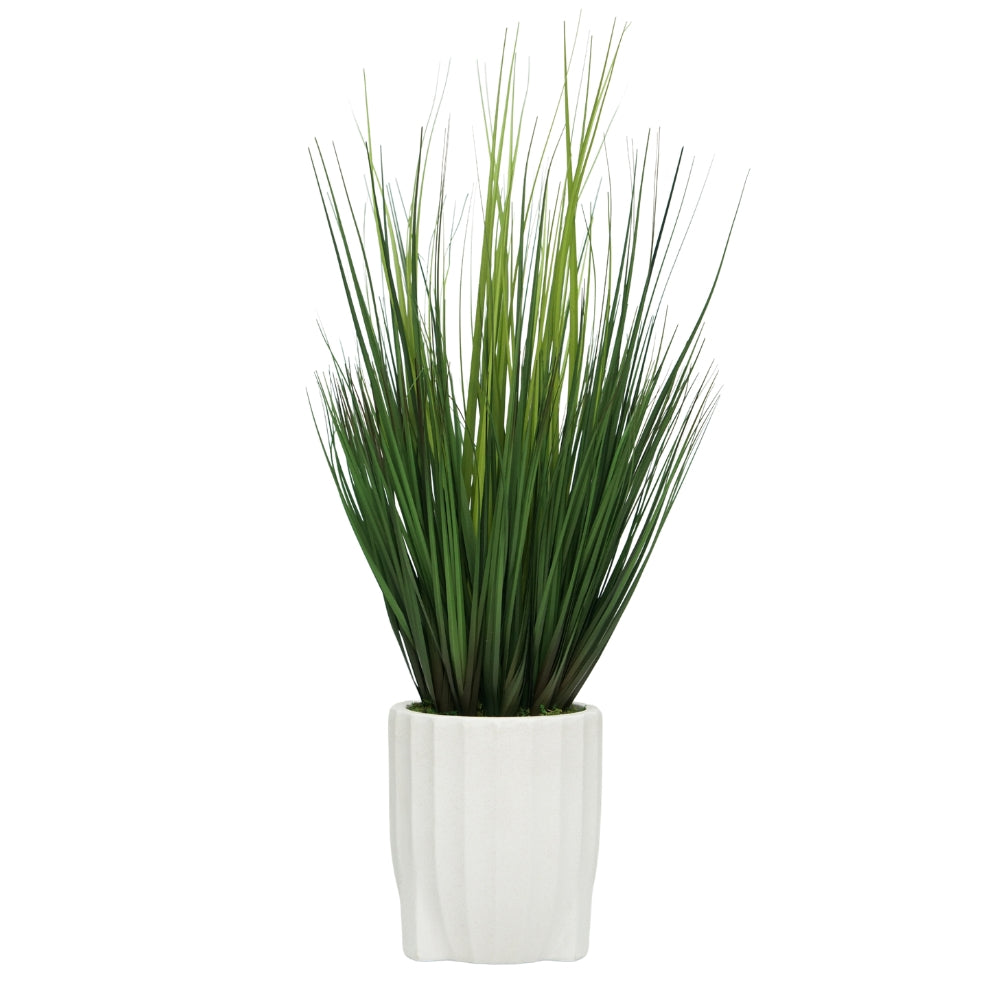 30" Grass in Stone Wash White Ribbed Tripod Ceramic