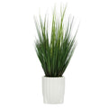 30" Grass in Stone Wash White Ribbed Tripod Ceramic
