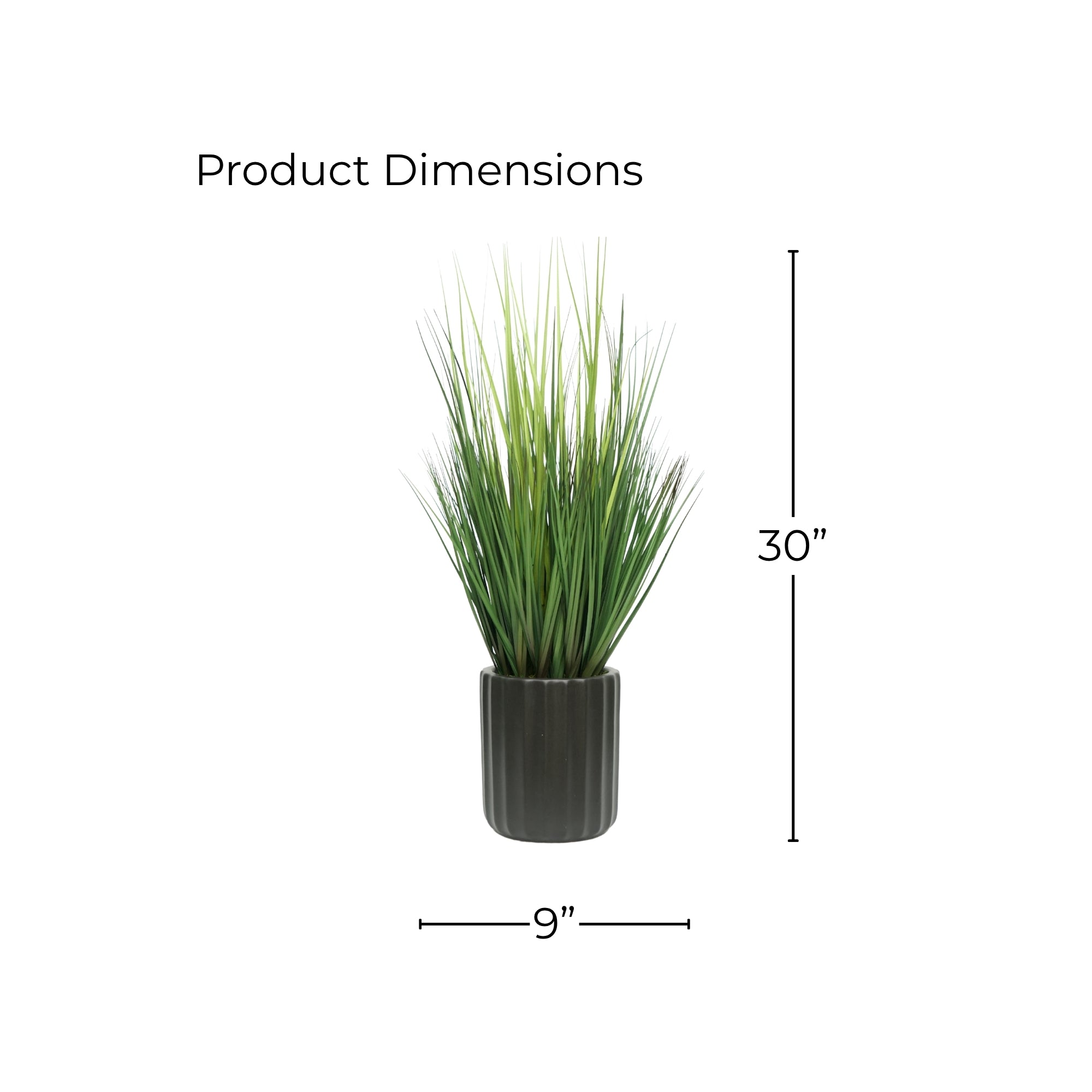 30" Grass in Matte Black Ribbed Ceramic