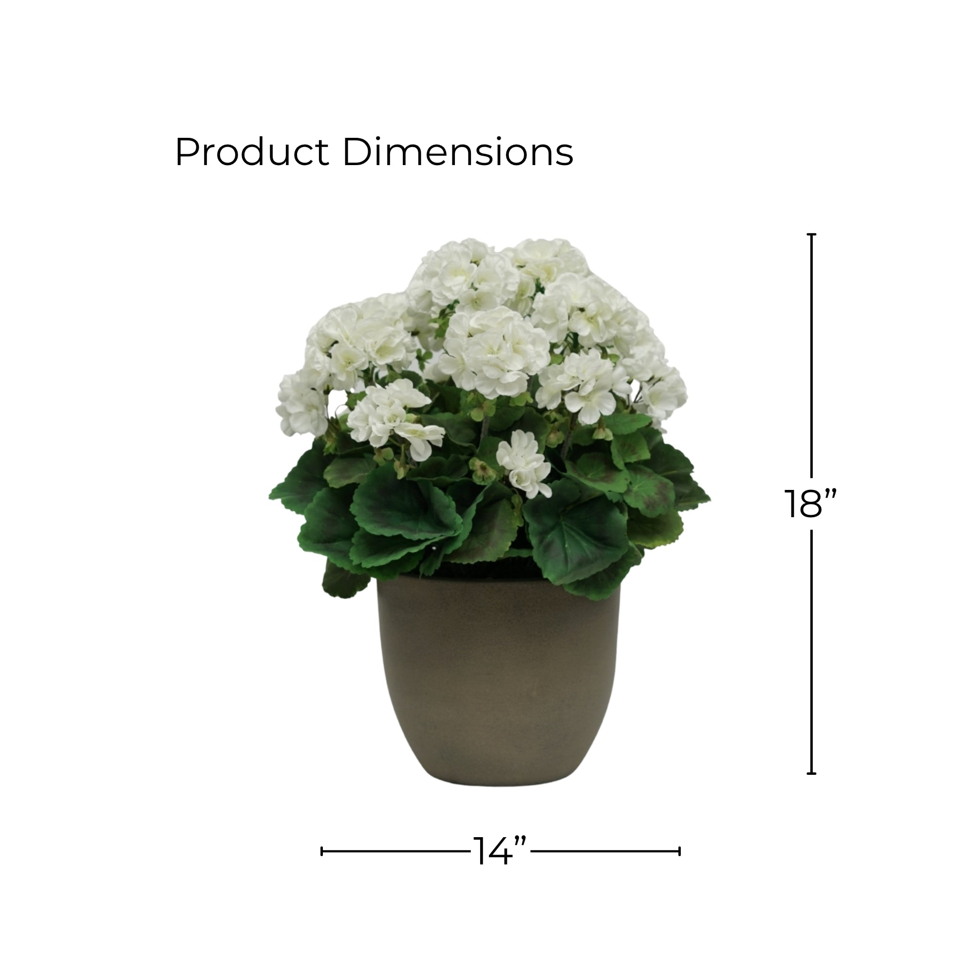 18" Geranium Bush in Cement Gray Ceramic