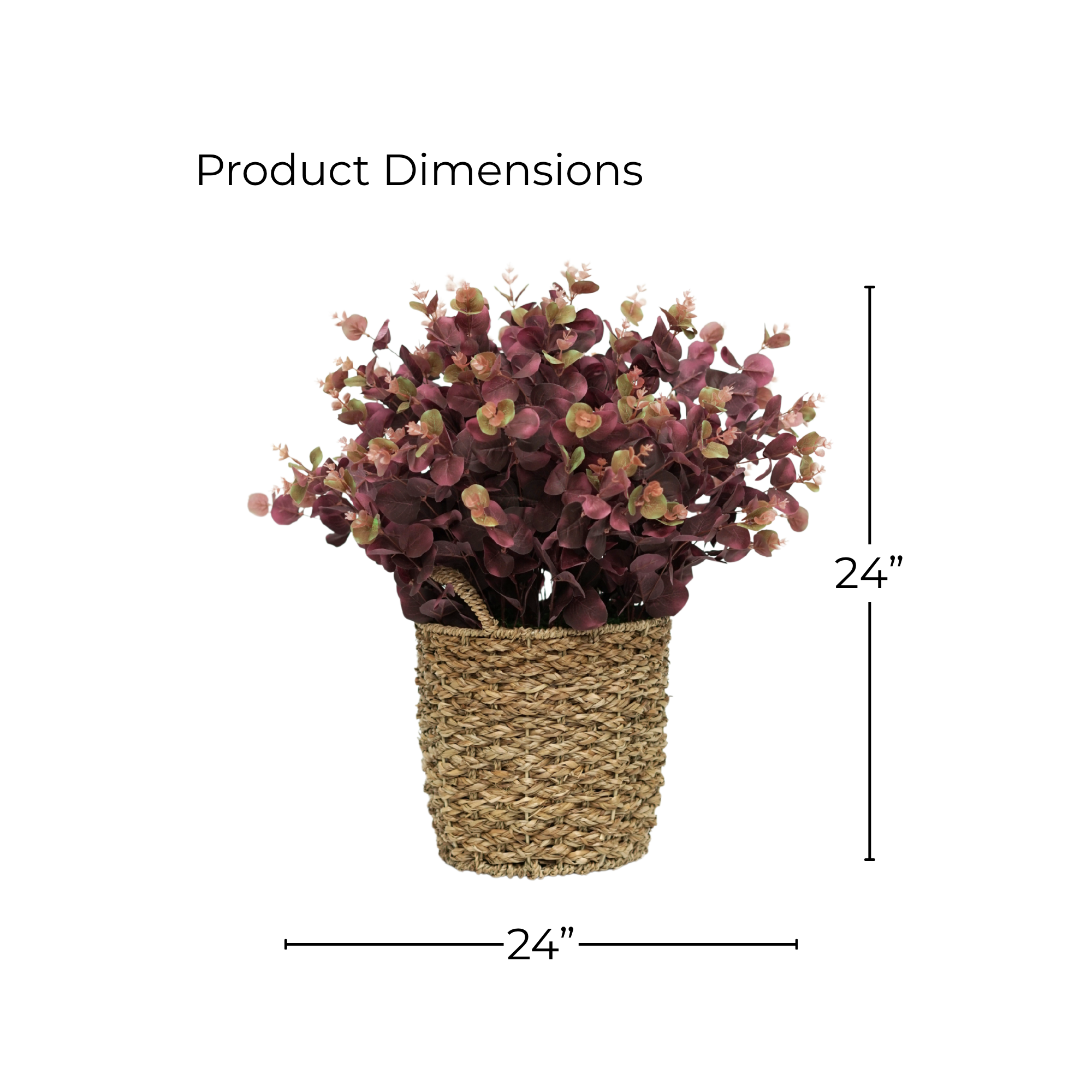 24" Eucalyptus Bush in Natural Seagrass Basket
