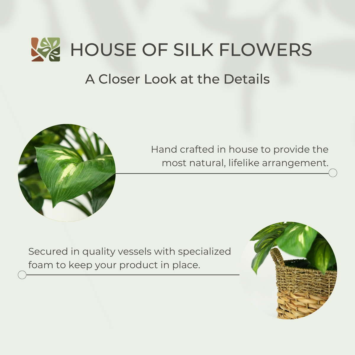 28" Large Faux Hosta in Natural Seagrass & Hyacinth Basket