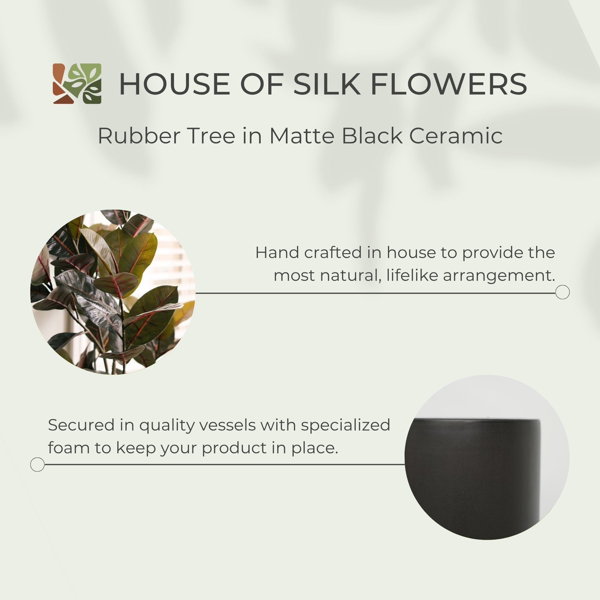79" Rubber Tree in Matte Black Ceramic