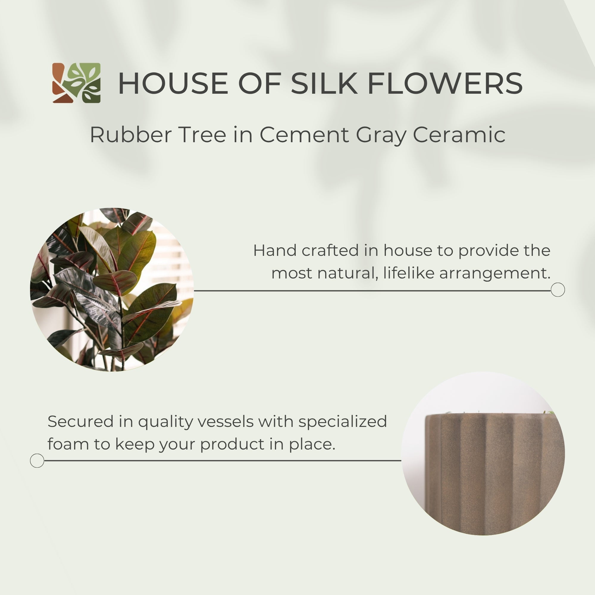 79" Rubber Tree in Cement Gray Ceramic