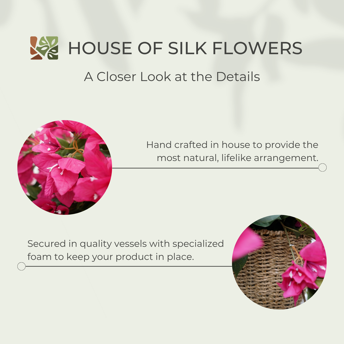 31" Fuchsia Faux Bougainvillea in Seagrass Hanging Basket