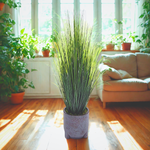 Artificial 48" Grass in Medium Black Tripod Ceramic environment