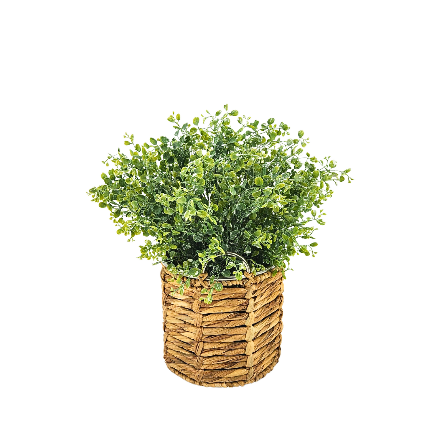 Artificial 20" Eucalyptus in Small Metal Laced Basket