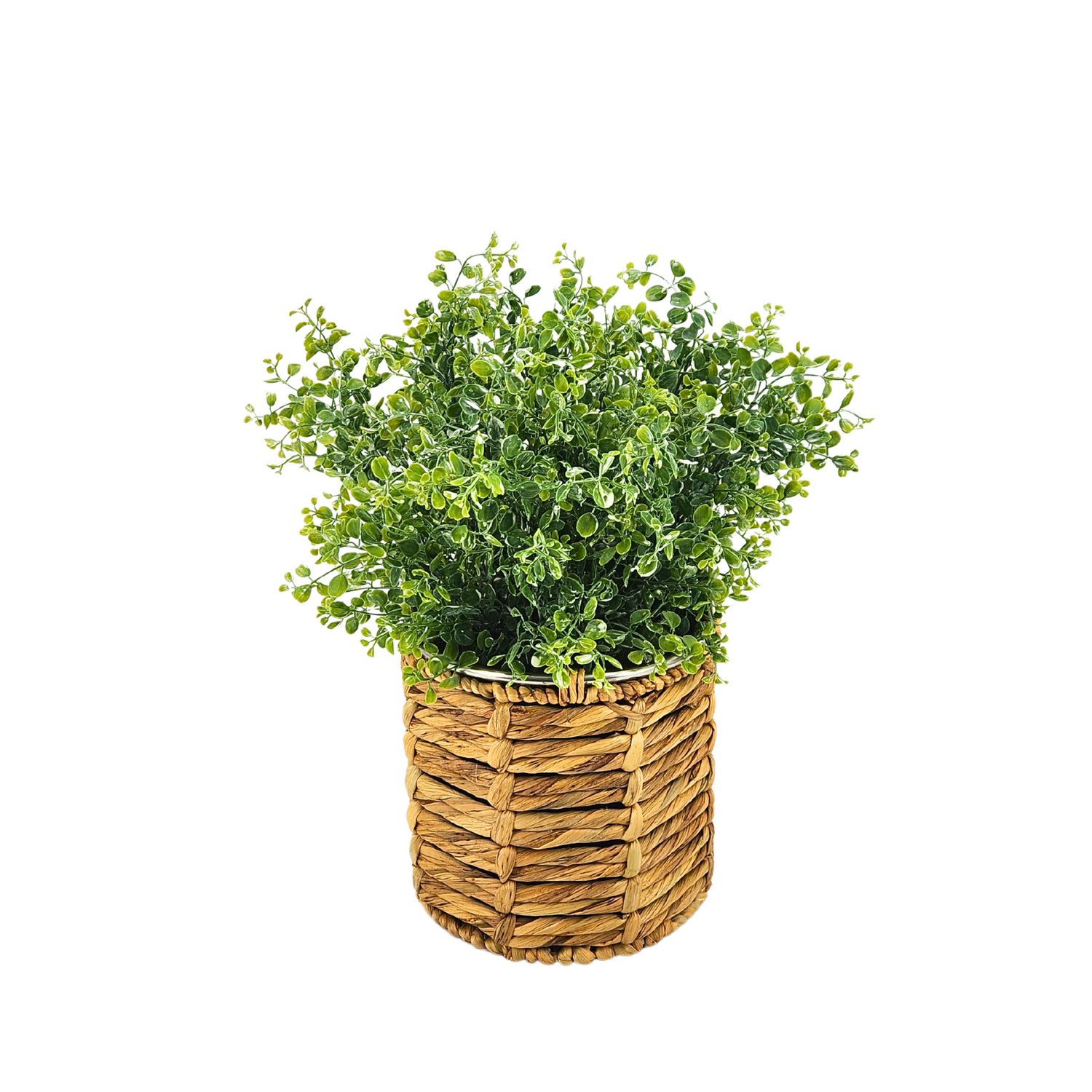 Artificial 20" Eucalyptus in Small Metal Laced Basket
