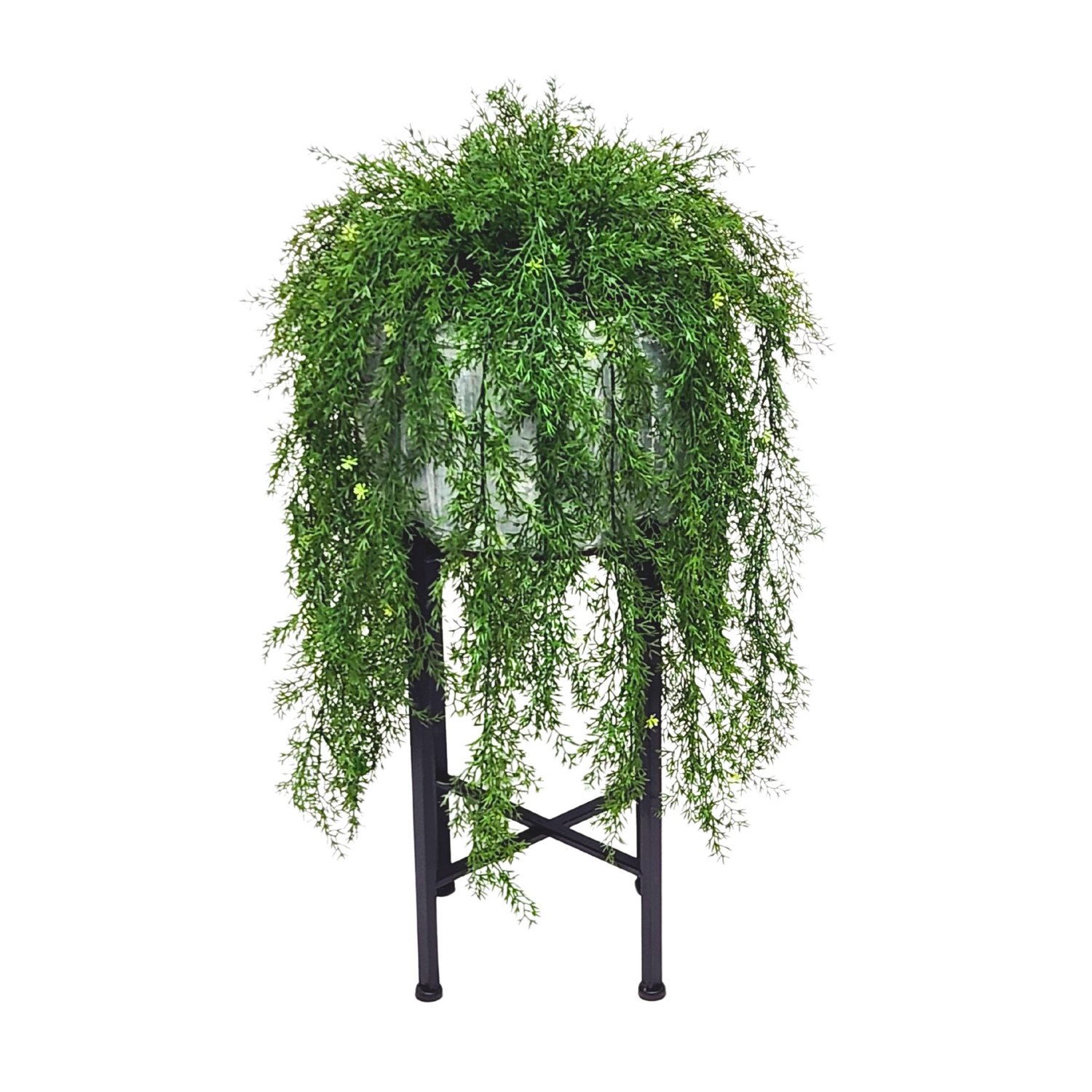 Hanging Grass in rustic metal container by House of Silk Flowers