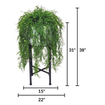 Hanging Grass in rustic metal container by House of Silk Flowers measurements