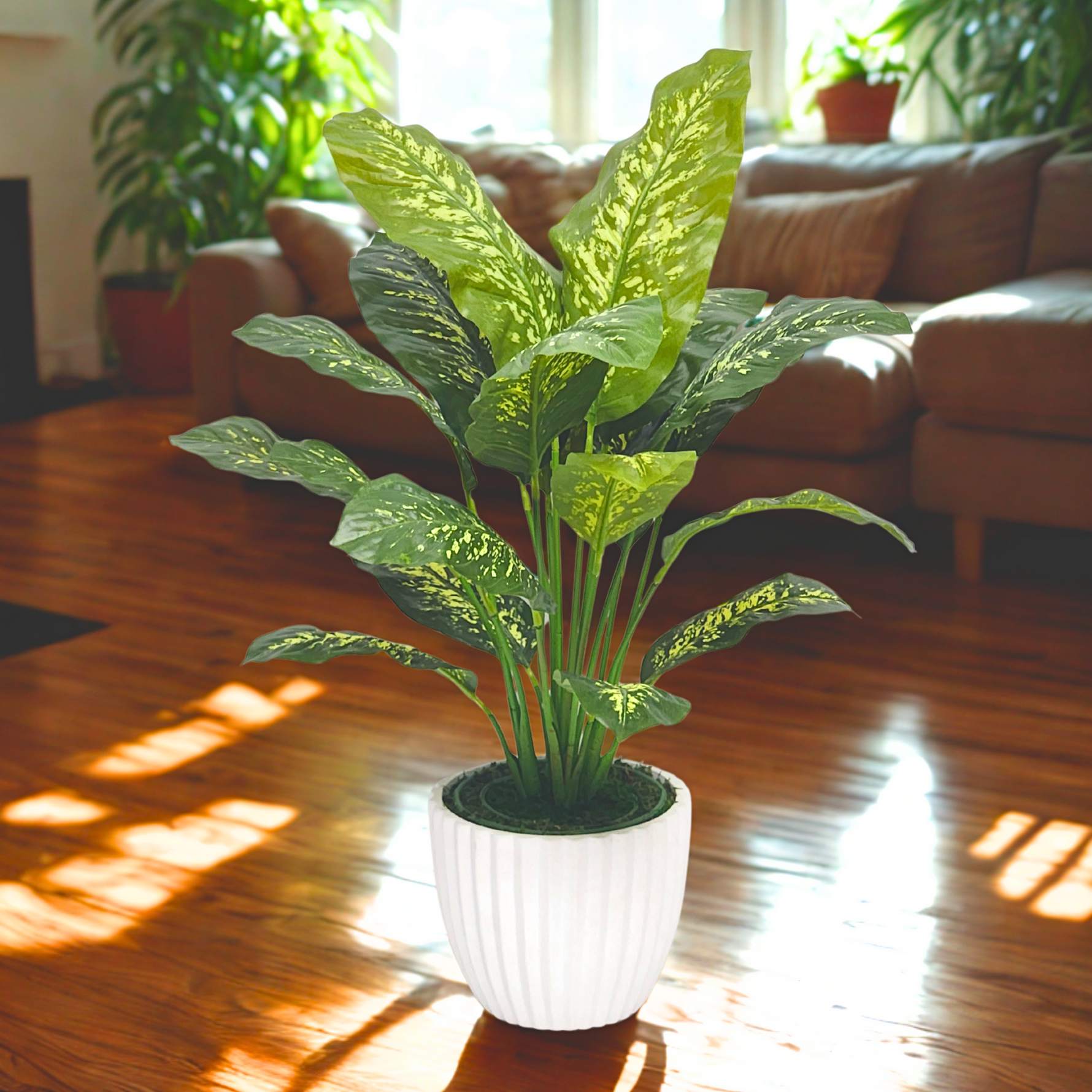Spathphyllum in Stone White Ceramic by House of Silk Flowers in environment