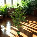 4Ft Faux Ficus in a sunlit room with wooden floor and furniture by House of Silk Flowers