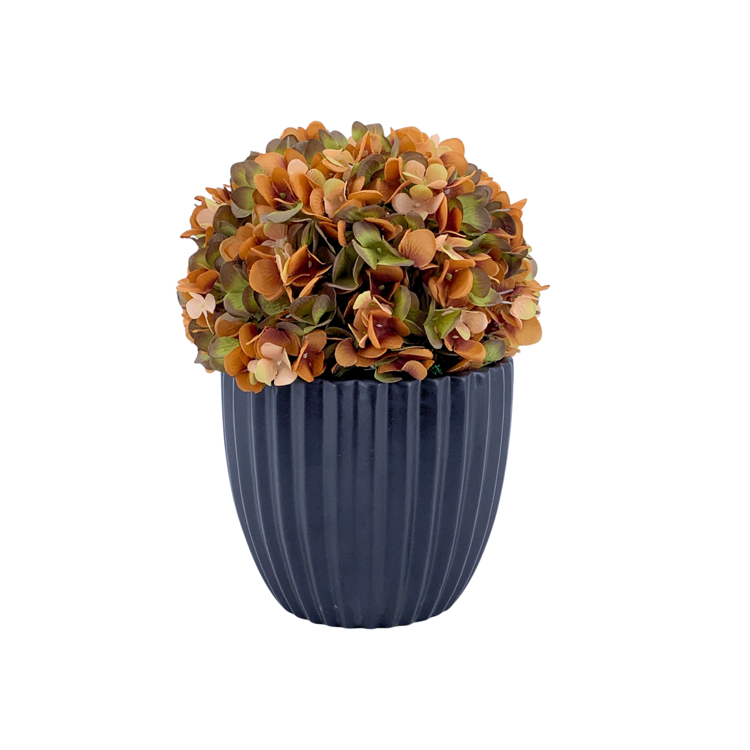 Artificial hydrangea with autumnal colors in a Matte Black Ceramic by House of Silk Flowers 
