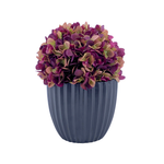 Artificial hydrangea with varying purple colors in a Matte Black Ribbed Ceramic, by House of Silk Flowers