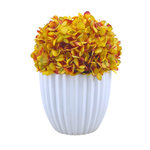 Artificial Hydrangea in Gold in a Glossy White Ceramic by House of Silk Flowers 