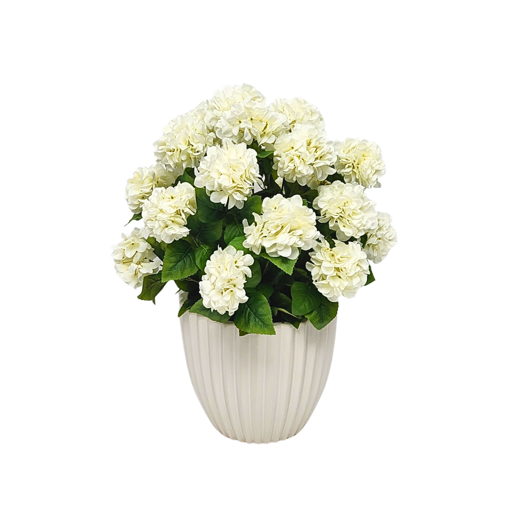 Artificial White hydrangea by House of Silk Flowers in a Glossy White Ceramic 