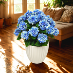 Artificial blue hydrangea by House of Silk Flowers in a Glossy White Ceramic environment