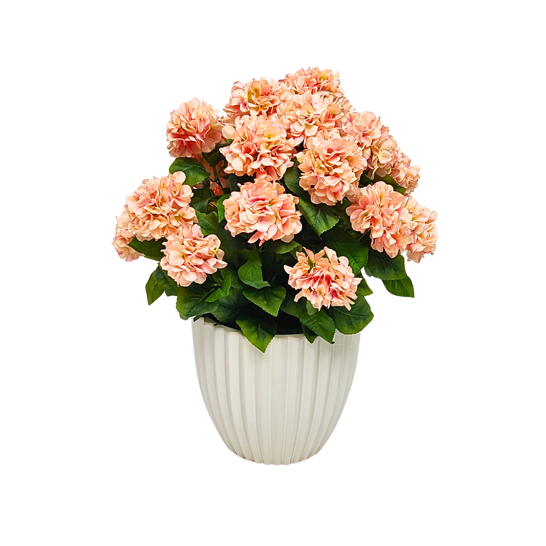 Artificial Pink hydrangea by House of Silk Flowers in a Glossy White Ceramic 