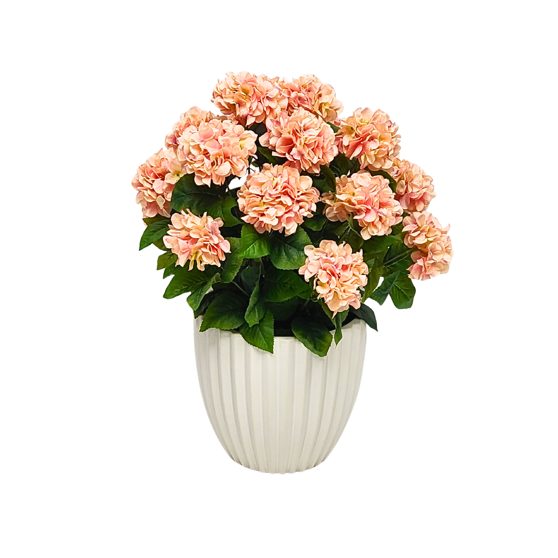 Artificial Pink hydrangea by House of Silk Flowers in a Glossy White Ceramic 