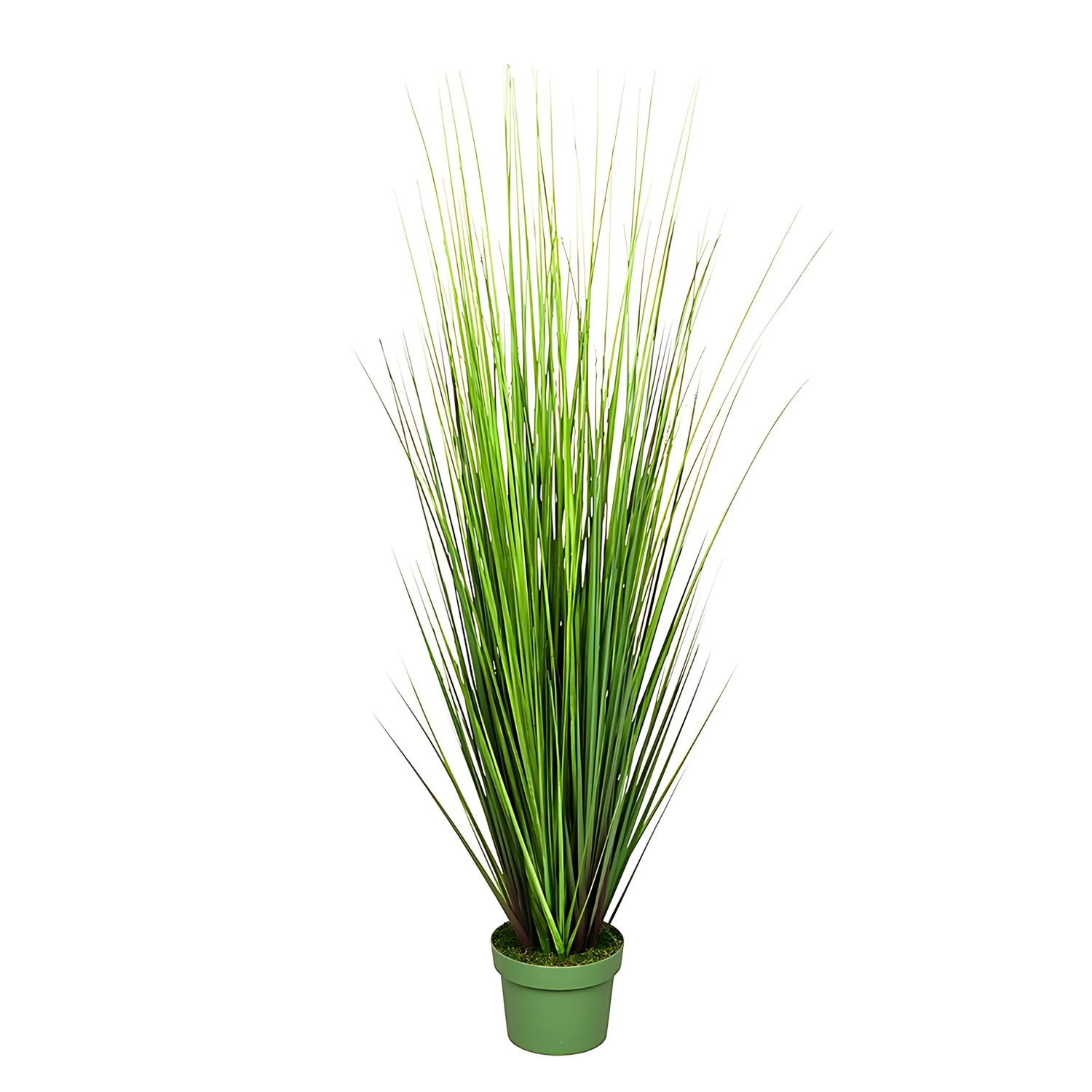 Faux 42-inch Green Onion Grass in green nursery pot on a white background, by House of Silk Flowers.