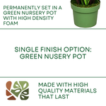 Faux 42-inch Green Onion Grass in green nursery pot on a white background, featuring finish options, by House of Silk Flowers.