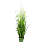 Faux 55-inch Green Onion Grass in green nursery pot on a white background, by House of Silk Flowers.