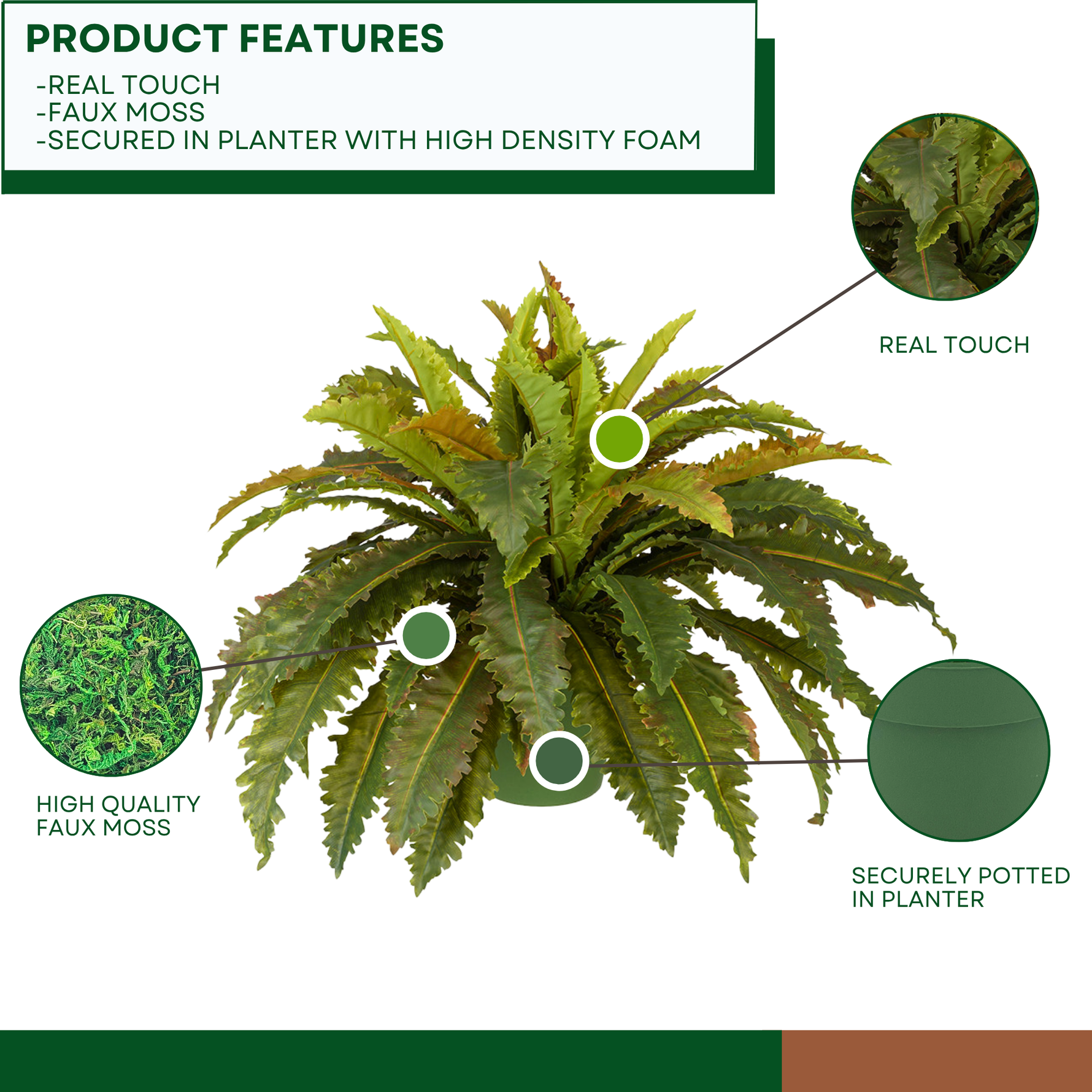 Faux large marginatum in a green nursery pot against a white background, highlighting product features, by House of Silk Flowers.