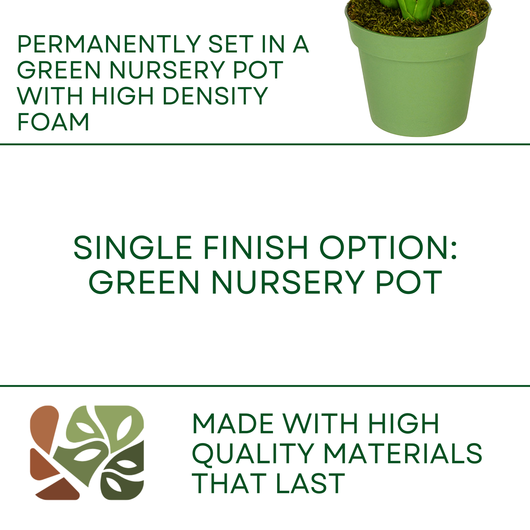 Artificial Large Hosta in green nursery pot on a white background, featuring finish options, by House of Silk Flowers