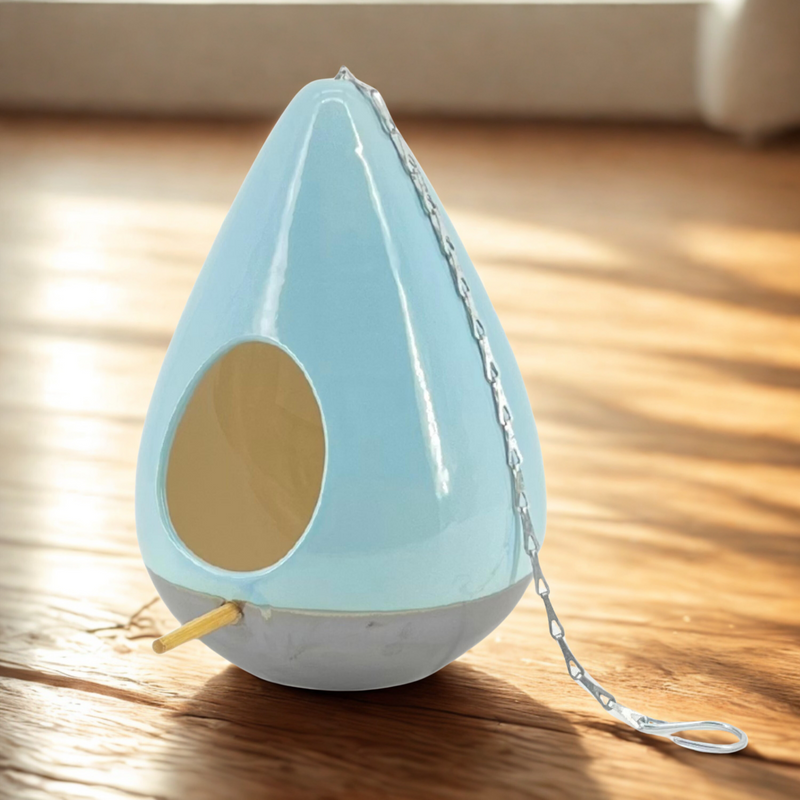 Ceramic 10" Teardrop Birdhouse