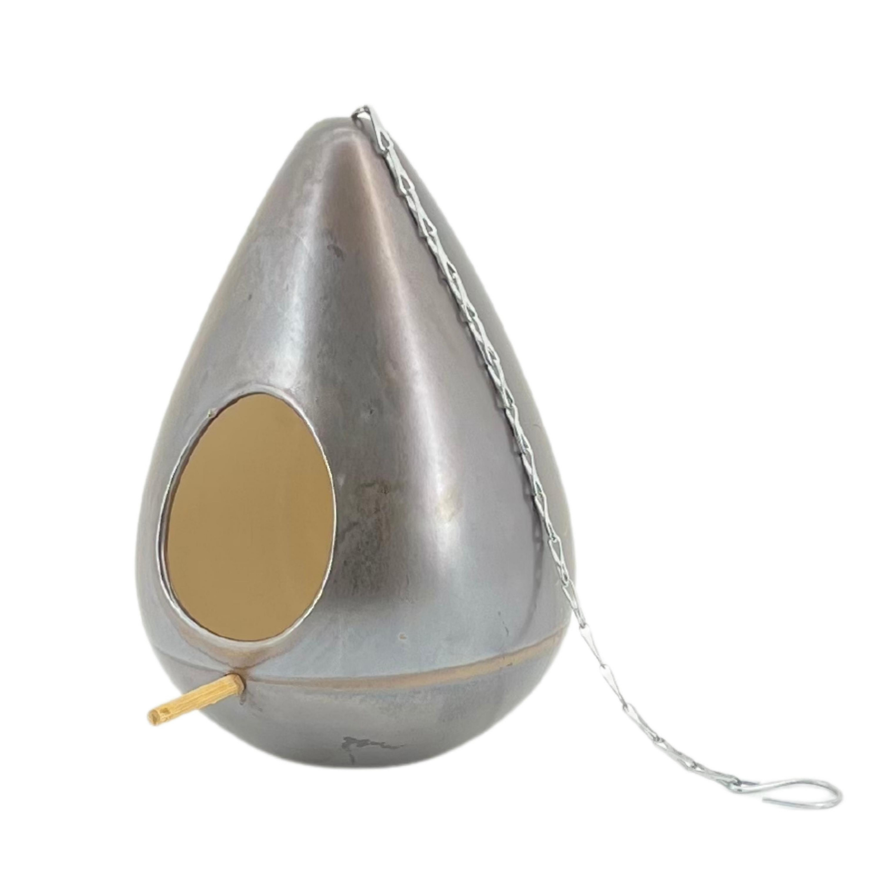 Metallic Metal Birdhouse on white background by House of Silk Flowers