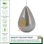 Metallic Metal Birdhouse on white background by House of Silk Flowers promise